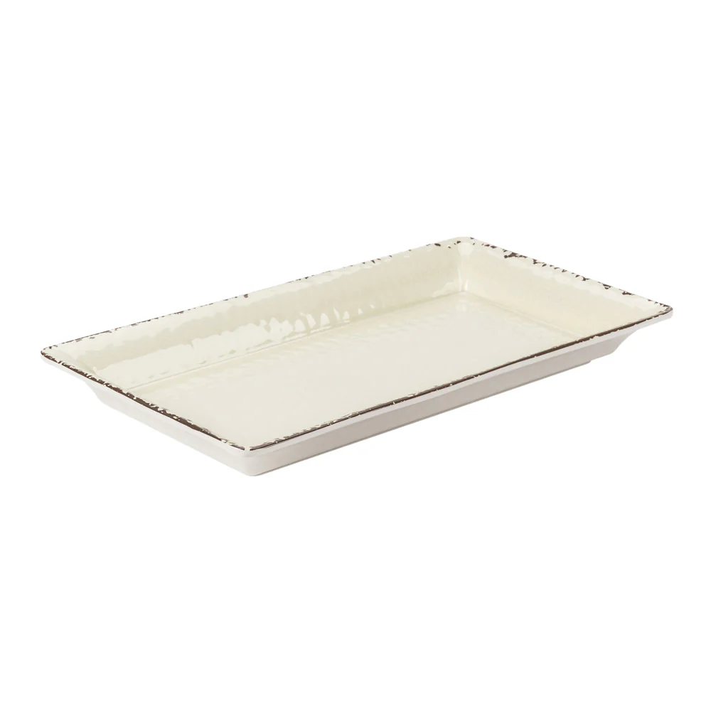 American Metalcraft AWMEL12  Antique White Large Rectangular Melamine Platter - Image 2