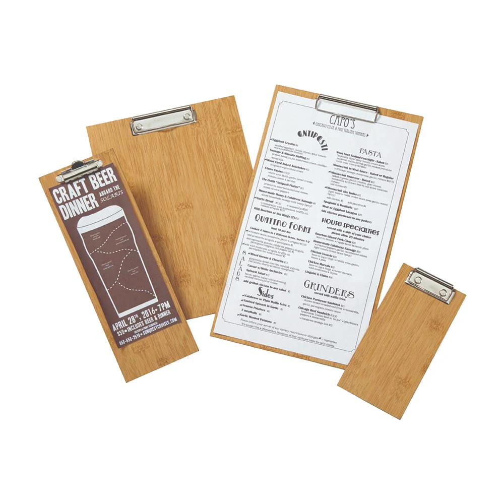 American Metalcraft BB8 & 4" x 8" Bamboo Menu Holder Clipboard - Image 2