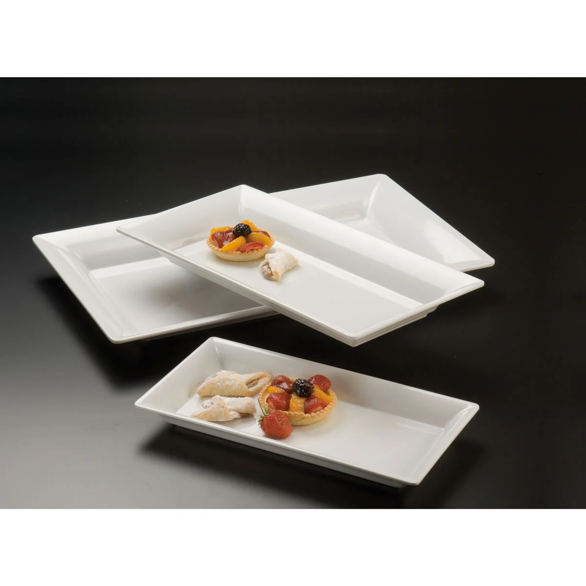 American Metalcraft MEL19 Endurance Rectangular White Melamine Platter - Image 2