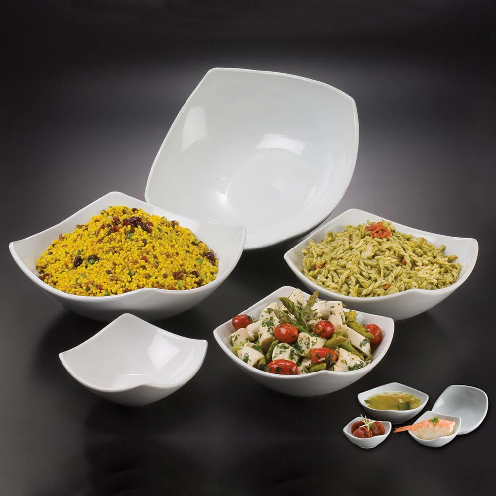 American Metalcraft SQND9 Square Ceramic Bowl, White, 9" - Image 2