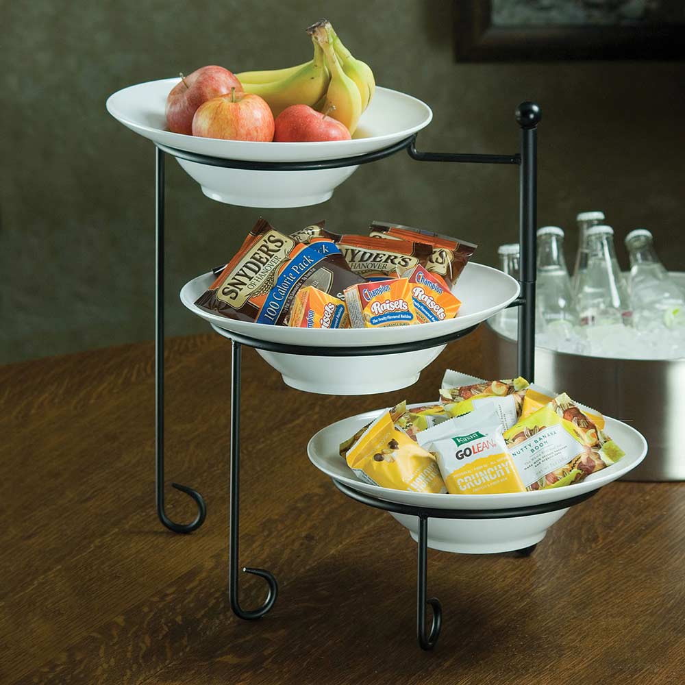 American Metalcraft TTRSMEL7 3-Tier Round Display Stand Set With Melamine Bowls - Image 2
