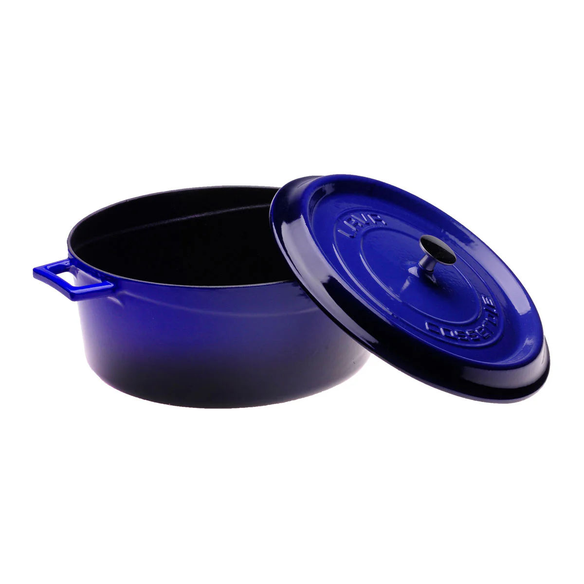 Arcata 081880 Cast Iron Round Casserole Dish w/ Lid, Blue, 7 qt. - Image 2