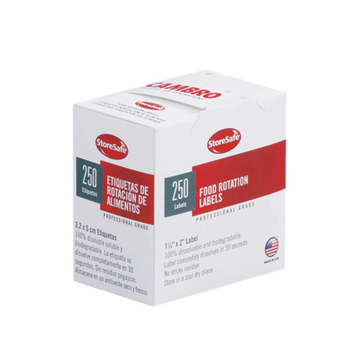 Cambro 1252SLB250 Dissolvable Label Rolls, Box of 250 - Image 2