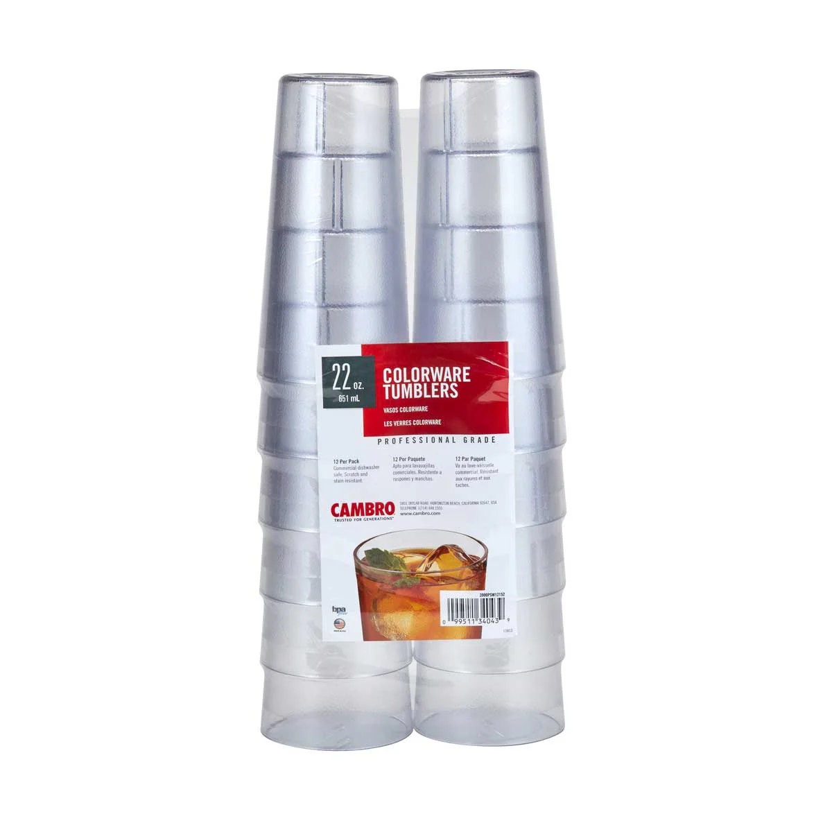 Cambro 2000PSW12152 Colorware Tumbler, Clear, 22 oz., Pack of 12 - Image 3