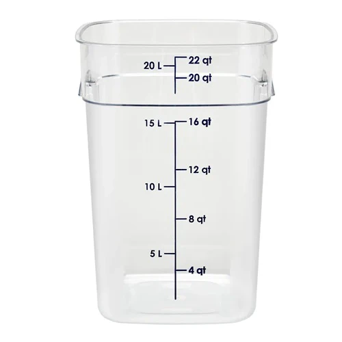 Cambro 22SFSPROCW135 CamSquare FreshPro Food Container, 22 Quart, Clear with Blue Graduation - Image 2