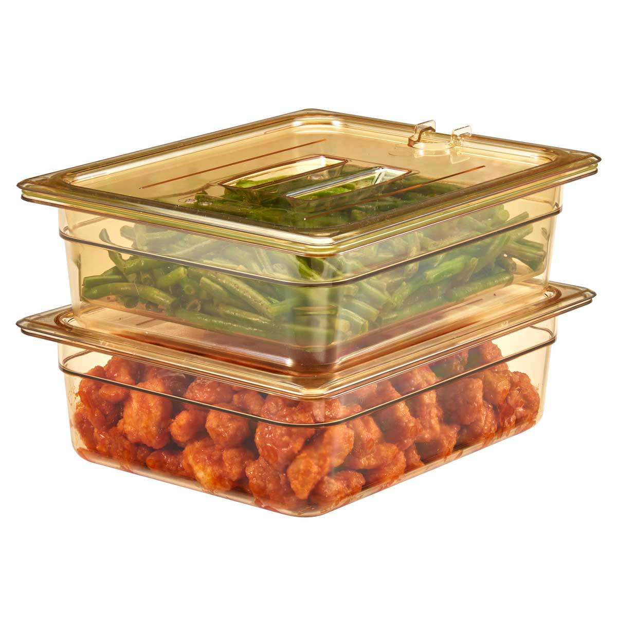 Cambro 24HP150 H-Pan 1/2 Size High Heat Food Pan, Amber, 4" Deep - Image 4