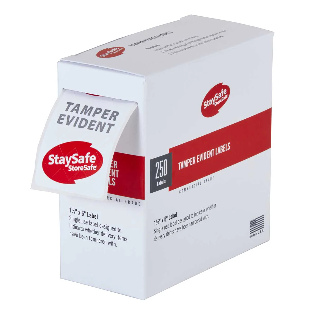 Cambro 26SSTELB6250 StaySafe Tamper Evident Label, 1-1/2" x 6", Pack of 250 Labels - Image 6