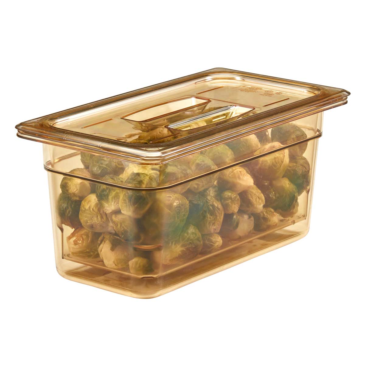 Cambro 30HPCH150 H-Pan High Heat Food Pan Lid w/ Handle, Amber, 1/3 Size - Image 3