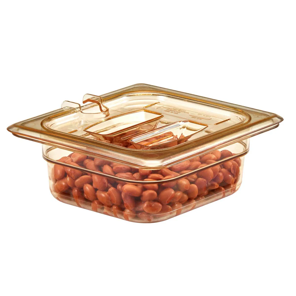 Cambro 60HPCHN150 H-Pan High Heat Notched Food Pan Lid w/ Handle, Amber, 1/6 Size - Image 2
