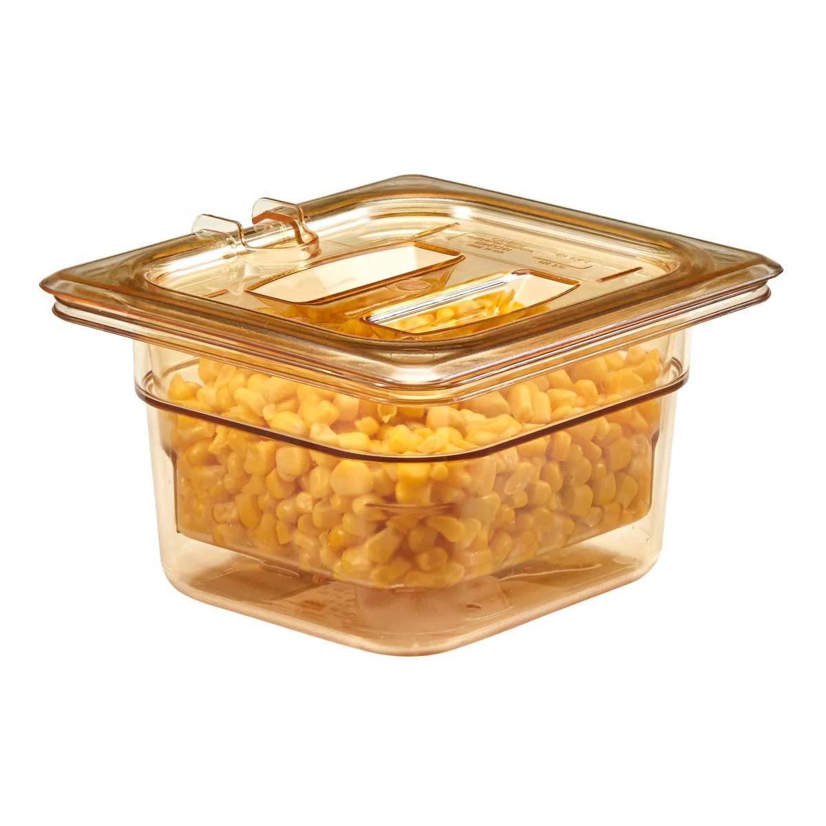 Cambro 60HPCHN150 H-Pan High Heat Notched Food Pan Lid w/ Handle, Amber, 1/6 Size - Image 3