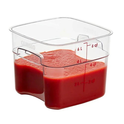 Cambro 6SFSPROCW135 CamSquare FreshPro Food Container, 6 Quart, Clear with Red Graduation - Image 2