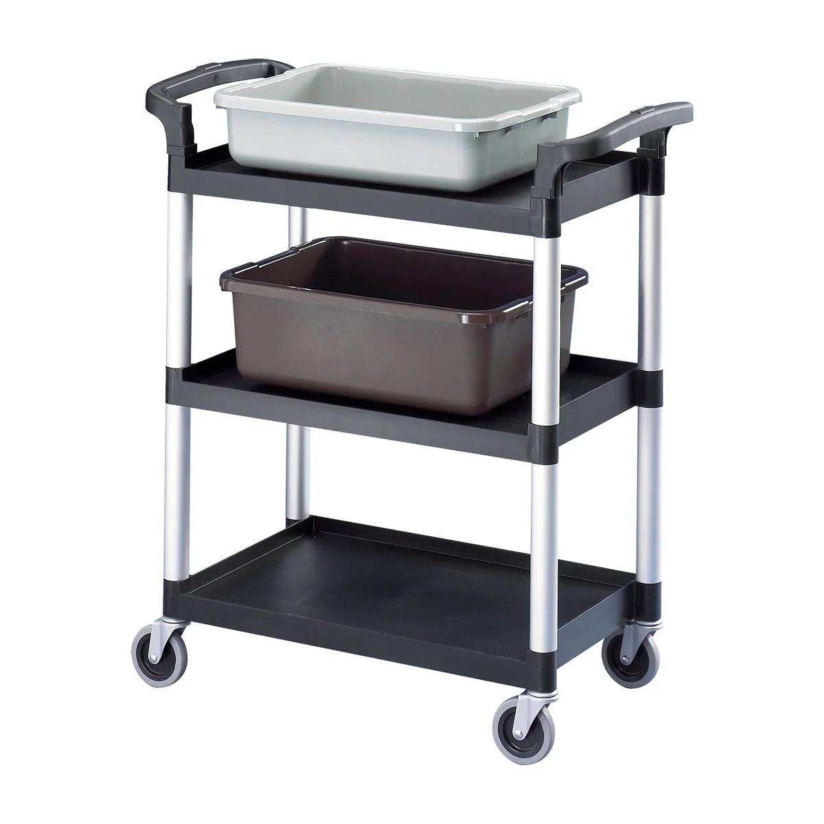 Cambro BC331KD110 Open Design Service Cart w/ 3 Shelves, Knock Down, Black, 300 lb. - Image 2