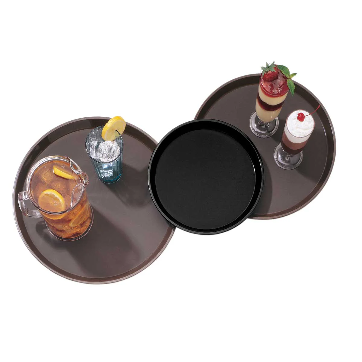 Cambro PT1100110 Polytread Round Server Tray, Black, 11" - Image 3