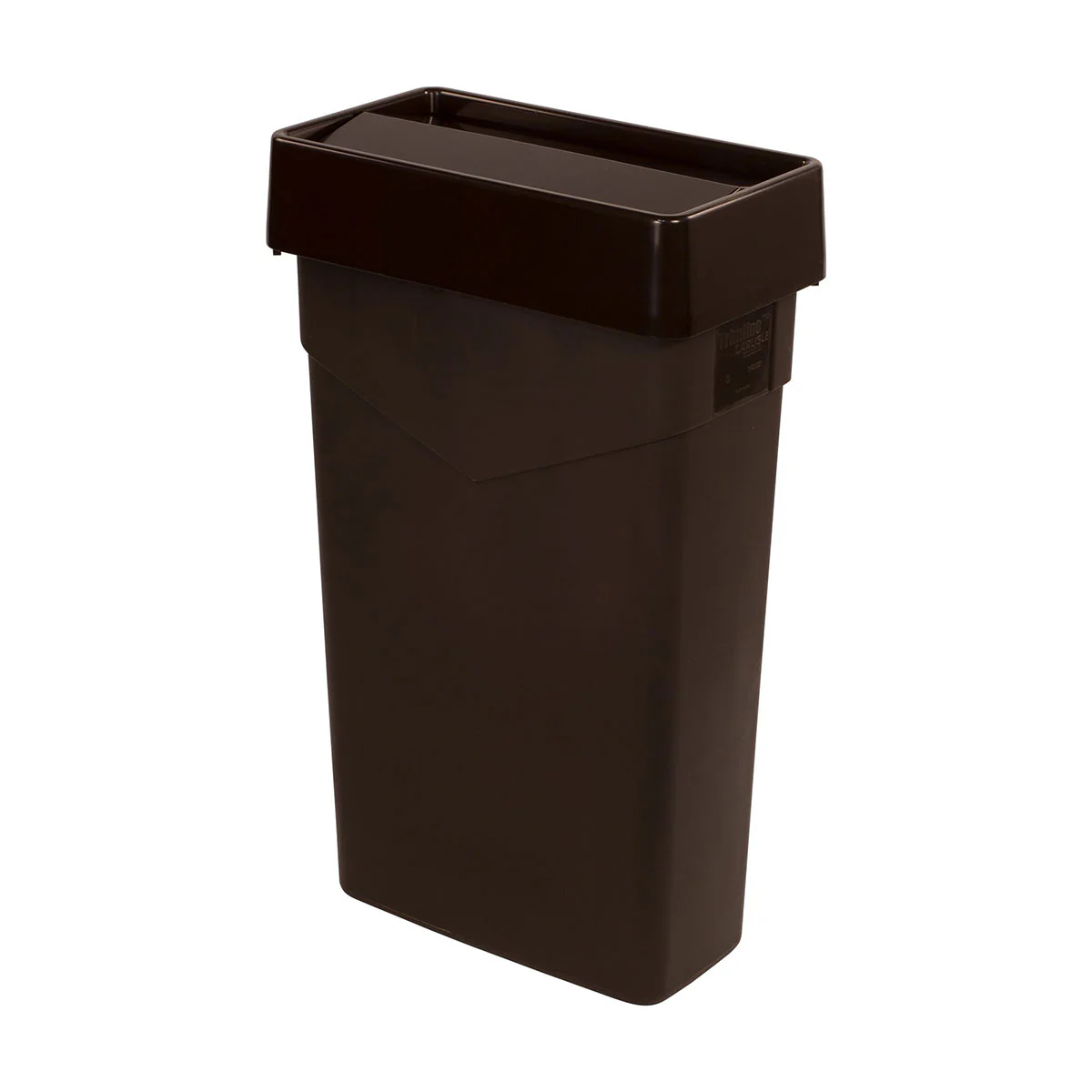 Carlisle 34202469 TrimLine Rectangle Swing Top Waste Container Trash Can Lid, Dark Brown - Image 3