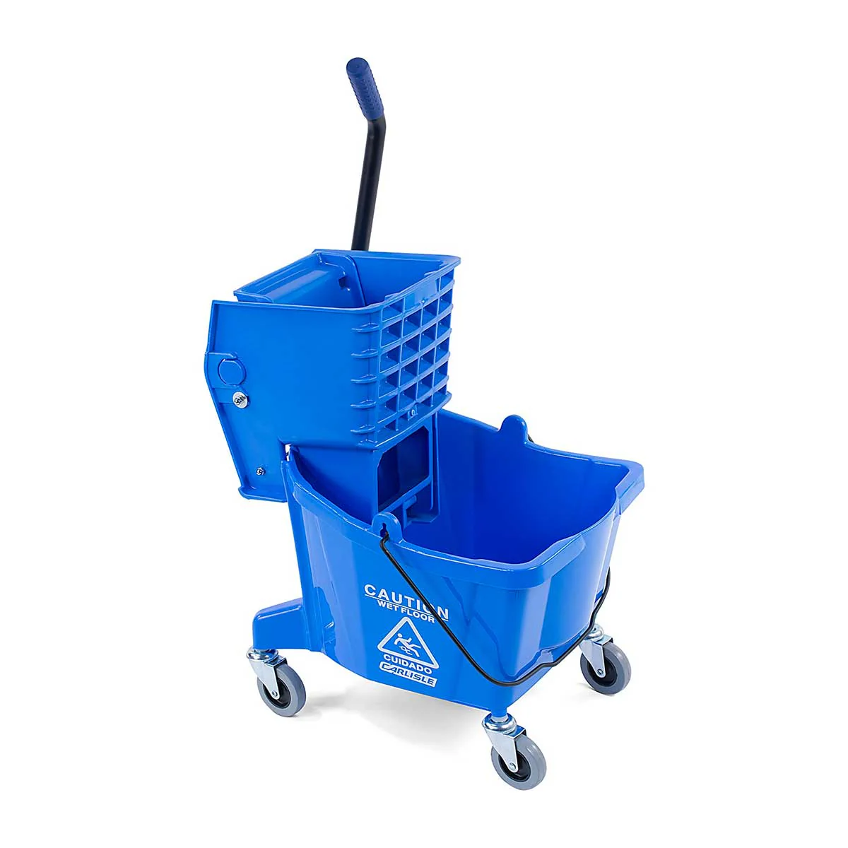 Carlisle 3690814 Flo-Pac Mop Bucket w/ Side Press Wringer, Blue, 26 qt. - Image 4