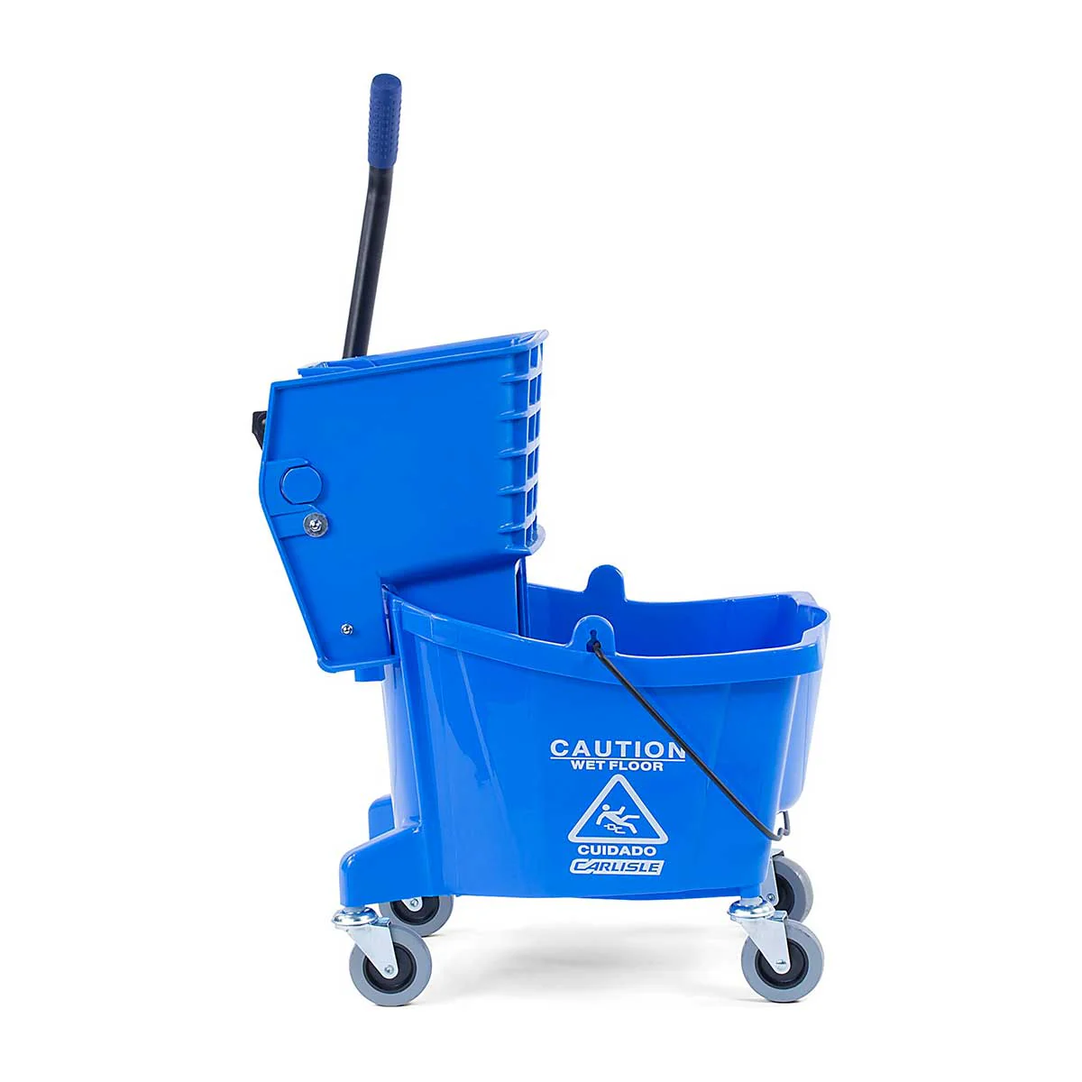 Carlisle 3690814 Flo-Pac Mop Bucket w/ Side Press Wringer, Blue, 26 qt. - Image 5