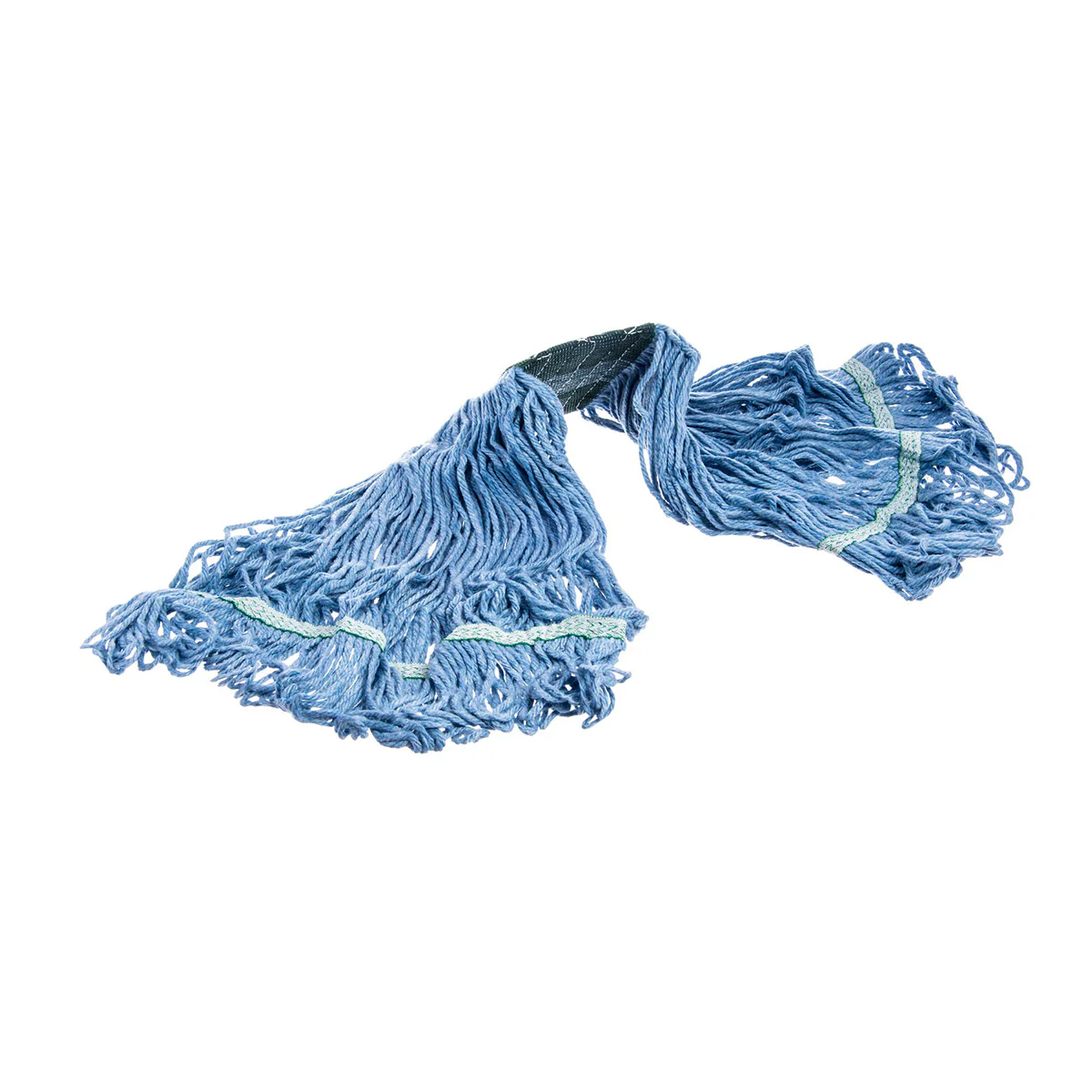 Carlisle 369448B14 Flo-Pac Medium Looped-End Mop Head, Blue w/ Green Band - Image 2
