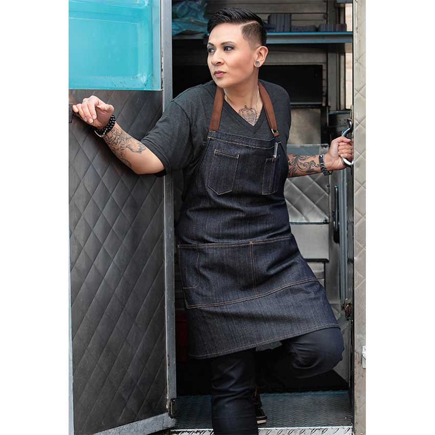 Chef Works AB035-BLK Memphis Bib Apron w/ Multi Pocket, Black Denim - Image 2