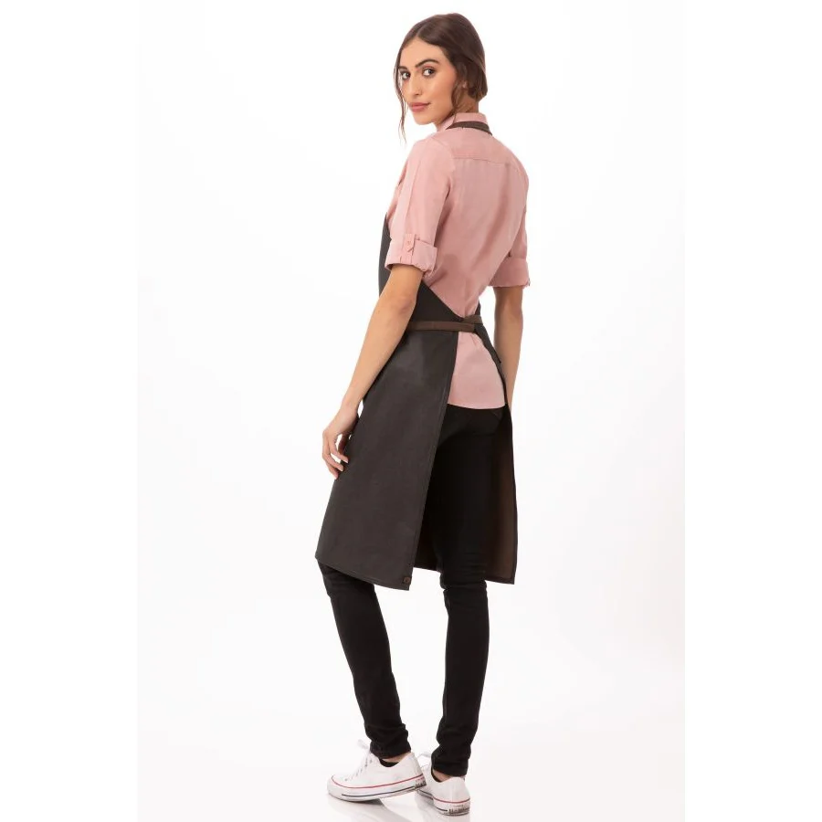 Chef Works ABWT051BNB0 Boulder Bib Apron, Brown Black, 34" x 30" - Image 3