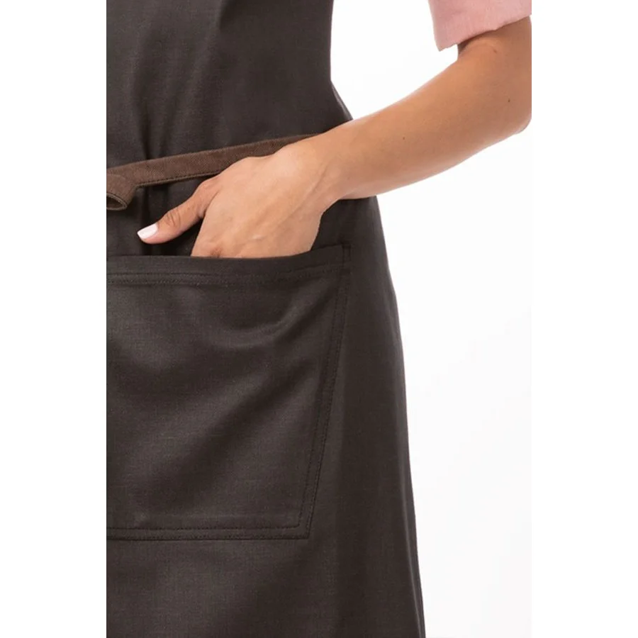 Chef Works ABWT051BNB0 Boulder Bib Apron, Brown Black, 34" x 30" - Image 4