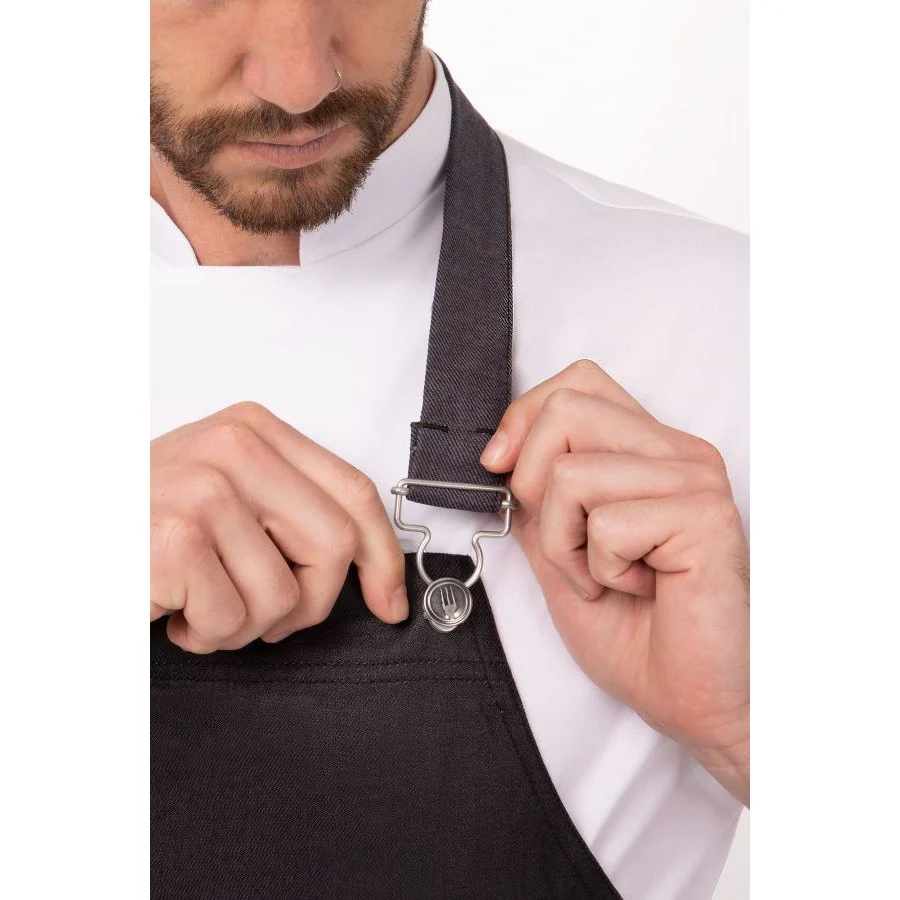 Chef Works ABWT051PUB0 Boulder Bib Apron, Purple Black, 34" x 30" - Image 5