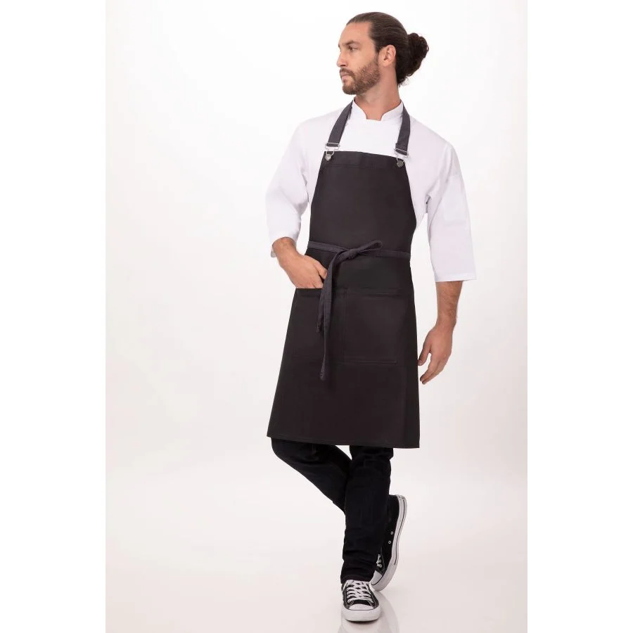 Chef Works ABWT051PUB0 Boulder Bib Apron, Purple Black, 34" x 30" - Image 6