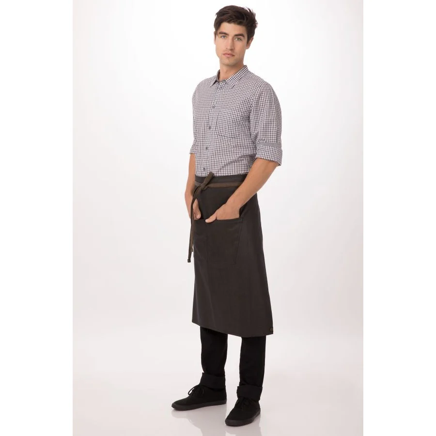 Chef Works ALWWT021BNB0 Boulder Bistro Apron, Brown Black, 36" x 30" - Image 2