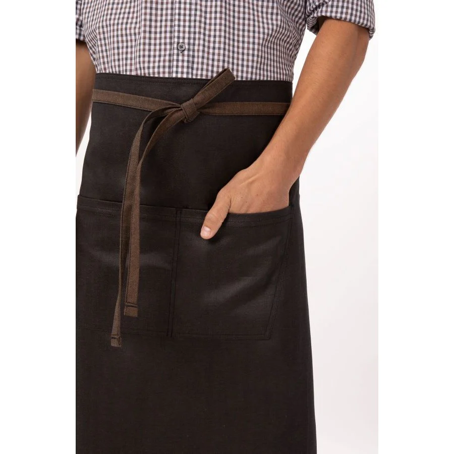 Chef Works ALWWT021BNB0 Boulder Bistro Apron, Brown Black, 36" x 30" - Image 4