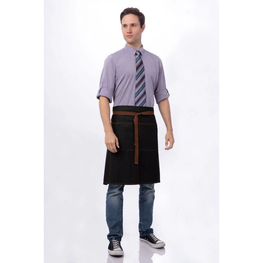 Chef Works AW049BLK Memphis Bistro Apron, Black, 32" x 24" - Image 2