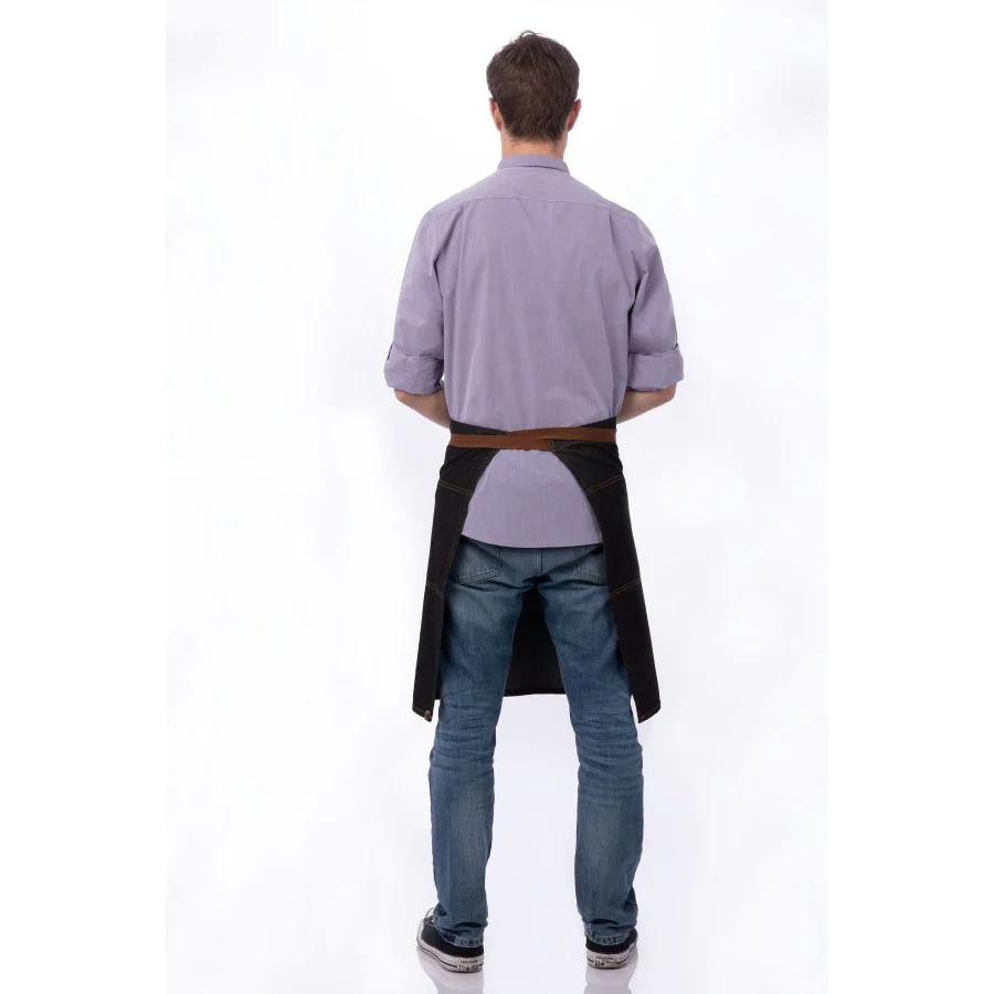 Chef Works AW049BLK Memphis Bistro Apron, Black, 32" x 24" - Image 3