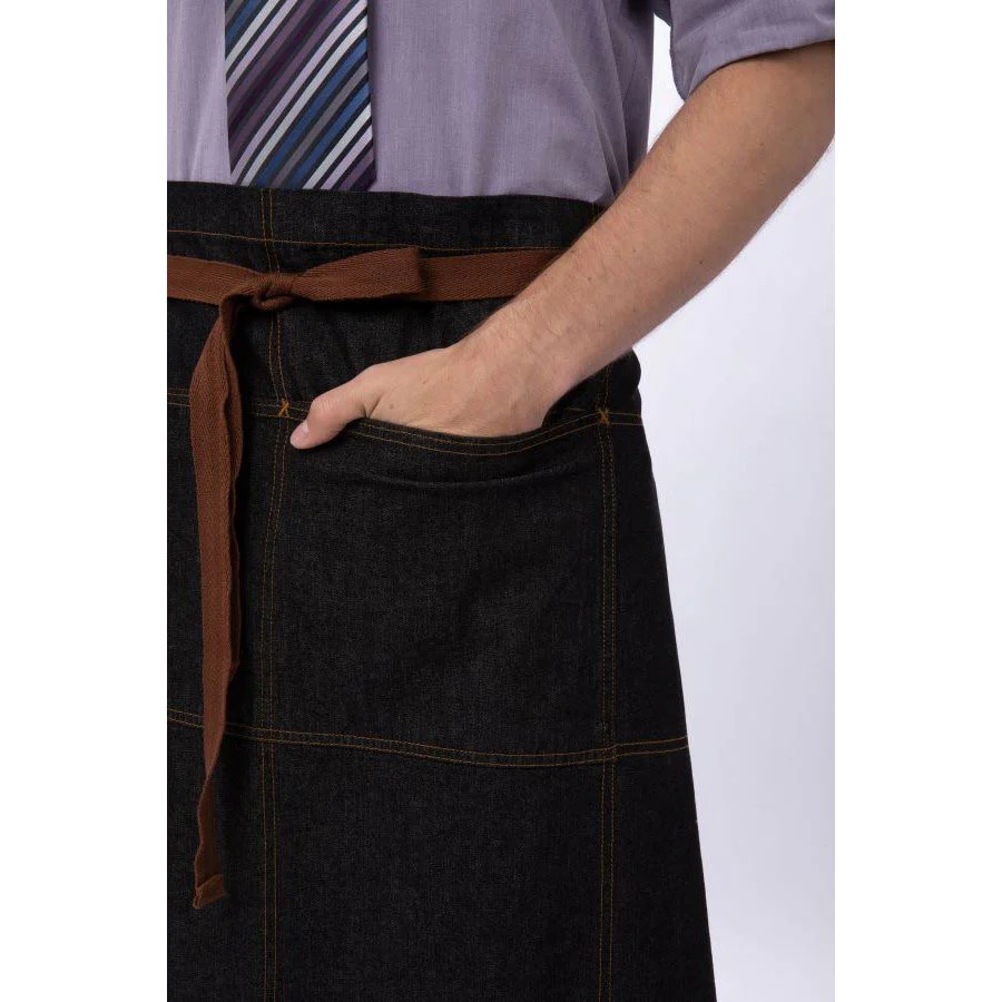 Chef Works AW049BLK Memphis Bistro Apron, Black, 32" x 24" - Image 4