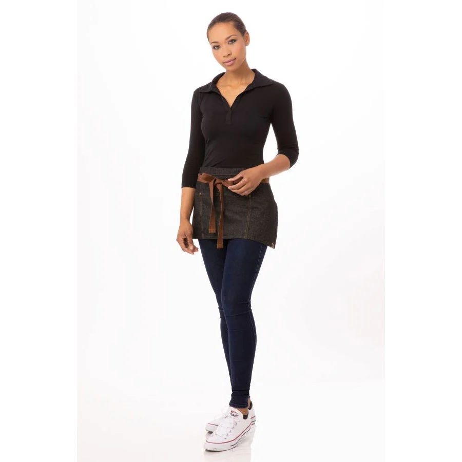Chef Works AW054BLK Memphis Waist Apron, Black, 23" x 12" - Image 3