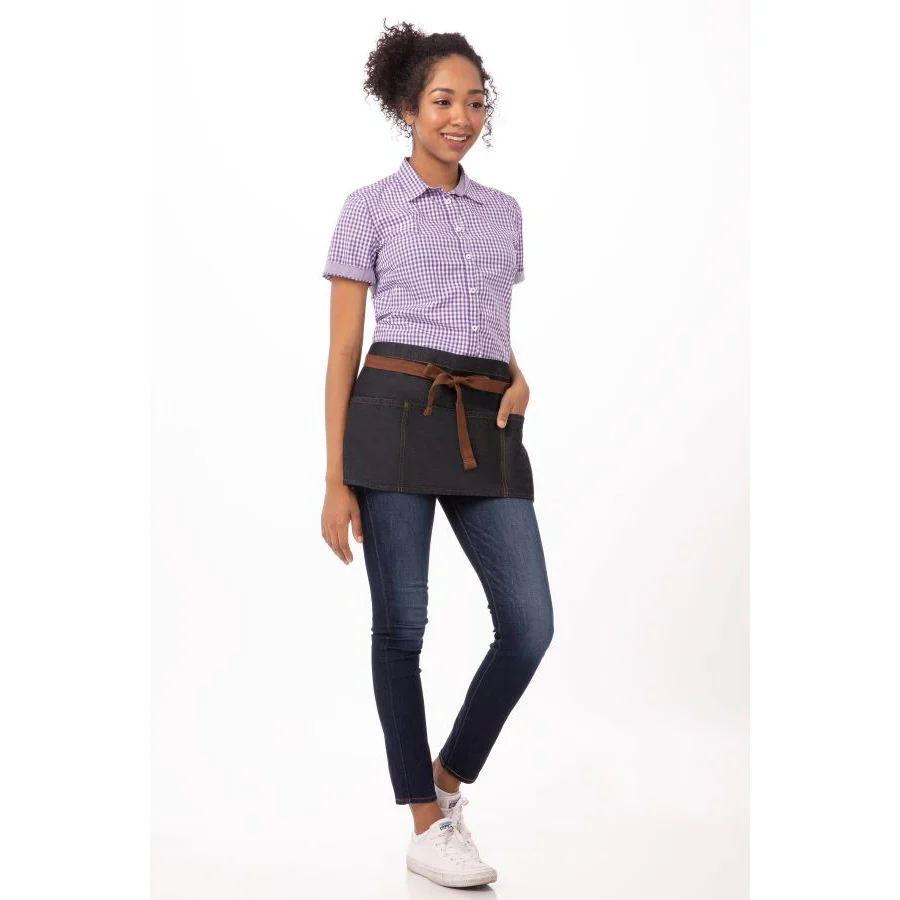Chef Works AW054IBL Memphis Waist Apron, Indigo Blue, 23" x 12" - Image 2