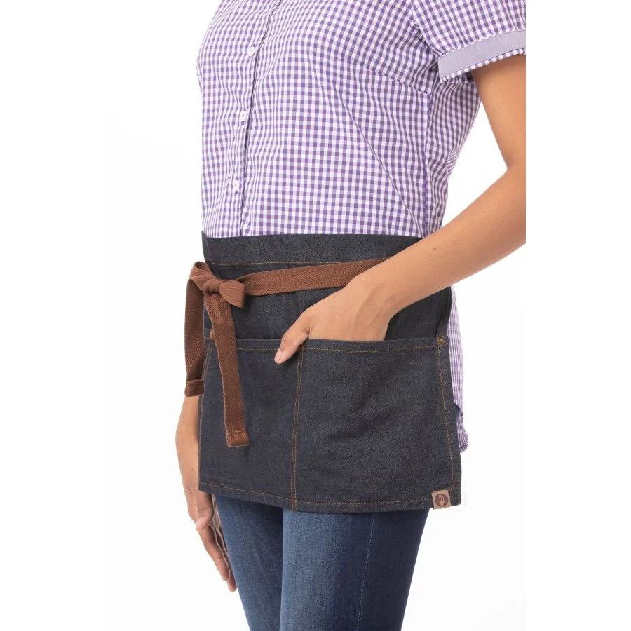 Chef Works AW054IBL Memphis Waist Apron, Indigo Blue, 23" x 12" - Image 4