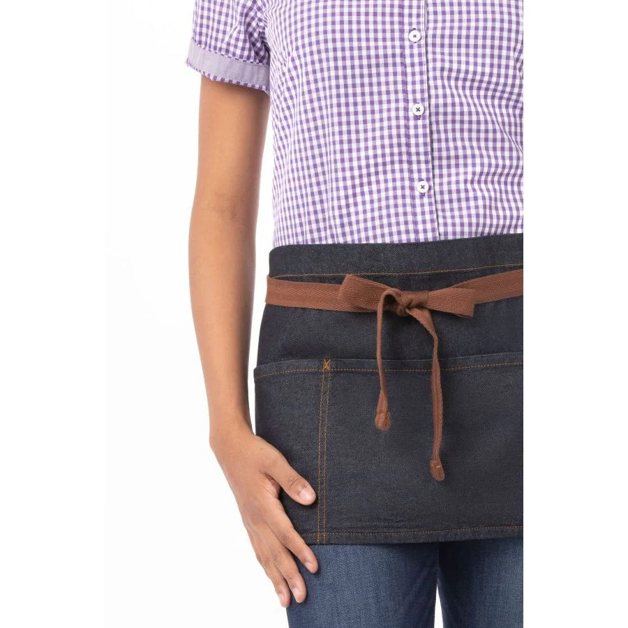 Chef Works AW054IBL Memphis Waist Apron, Indigo Blue, 23" x 12" - Image 5