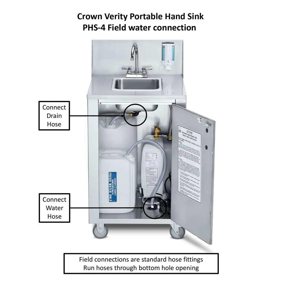 Crown Verity CV-PHS-5C Portable Hand Sink, Cold Water, 30 x 27-3/8 x 62 - Image 3