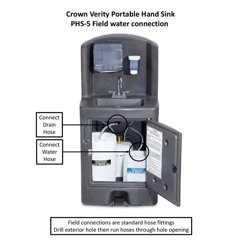 Crown Verity CV-PHS-5C Portable Hand Sink, Cold Water, 30 x 27-3/8 x 62 - Image 4
