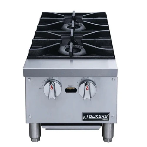 Dukers DCHPB12 Countertop Hotplate w/ Two Burners, Natural Gas, 12" - Image 2