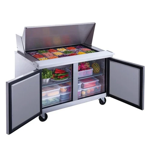 Dukers DSP48-18M-S2 Mega Top Solid Two Door Sandwich / Salad Prep Table, 48" - Image 2