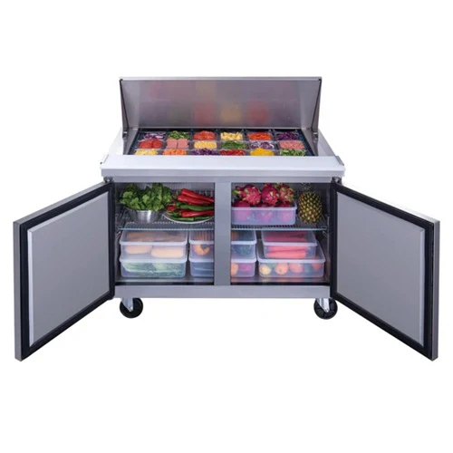 Dukers DSP48-18M-S2 Mega Top Solid Two Door Sandwich / Salad Prep Table, 48" - Image 3