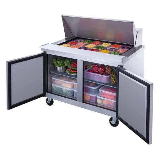 Dukers DSP48-18M-S2 Mega Top Solid Two Door Sandwich / Salad Prep Table, 48" - Image 4