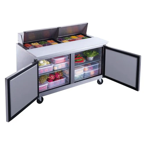 Dukers DSP60-16-S2 Solid 2 Door Sandwich / Salad Refrigerated Prep Table, Stainless Steel, 60" - Image 2