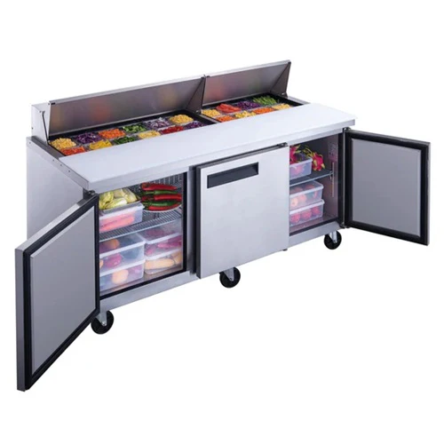 Dukers DSP72-18-S3 Solid Three Door Sandwich / Salad Prep Table, Stainless Steel, 72" - Image 2