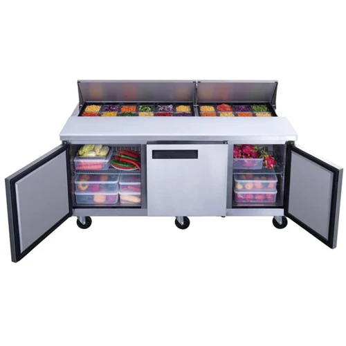 Dukers DSP72-18-S3 Solid Three Door Sandwich / Salad Prep Table, Stainless Steel, 72" - Image 3