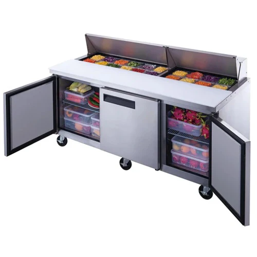 Dukers DSP72-18-S3 Solid Three Door Sandwich / Salad Prep Table, Stainless Steel, 72" - Image 4