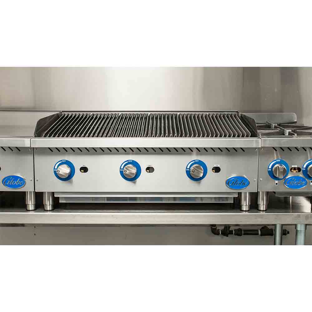 Globe GCB36G-CR Gas Countertop Charbroiler, Radiant, 3 Burners, 36" - Image 6