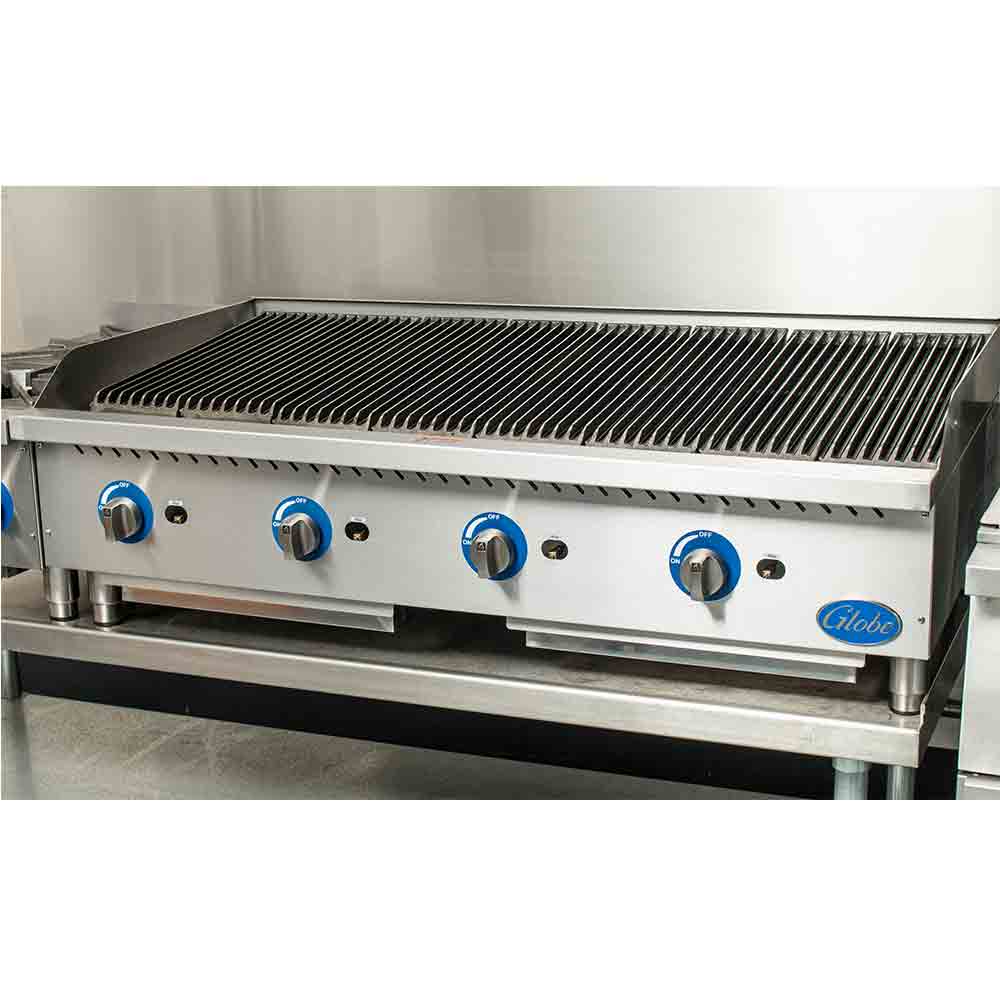 Globe GCB48G-CR Gas Countertop Charbroiler, Radiant, 4 Burners, 48" - Image 4