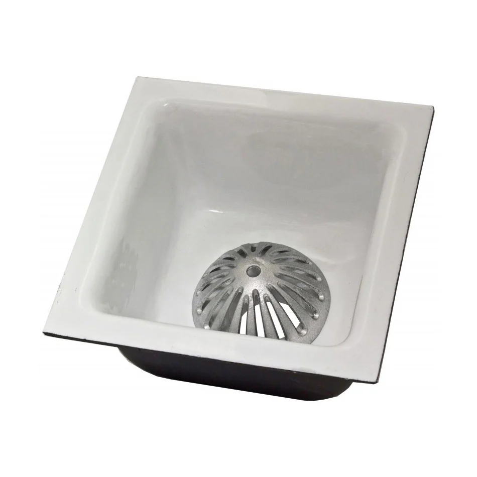 GSW FS-1262 White Porcelain Enameled Cast Iron Floor Drain Sink, 2" Drain Connection, 12" x 12" x 6" - Image 3