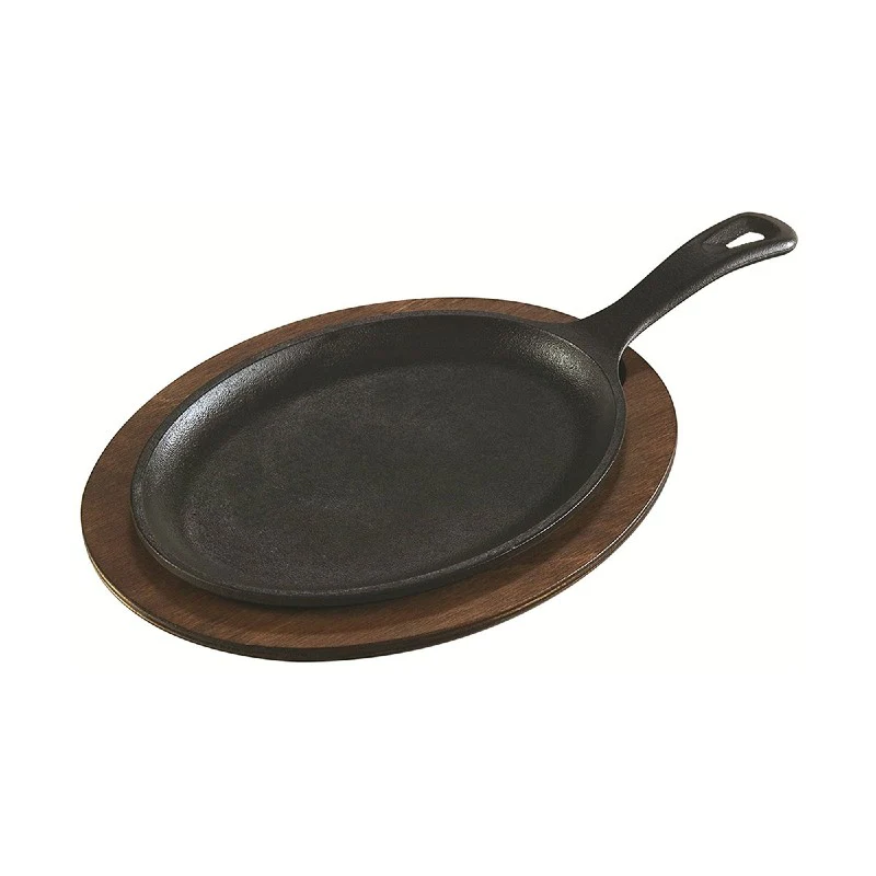 Lodge LOS3 Oval Cast Iron Serving Griddle w/ Handle, Seasoned, 10" x 7-1/2" - Image 2