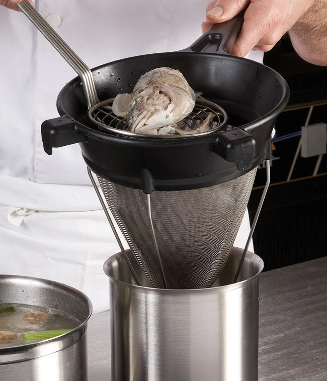 Matfer 17360 Exoglass Stainless Steel Mesh Chinois Bouillon Strainer, 8" - Image 4